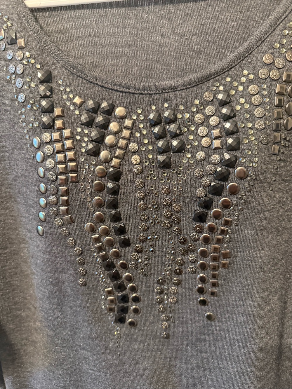 Cache Dark Gray Embellished Scoop-Neck Sweater - Picture 2 of 4
